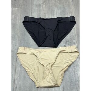 2‎ Pack Slick Chick Womens Black Beige Adaptive High Cut Brief Underwear Size L